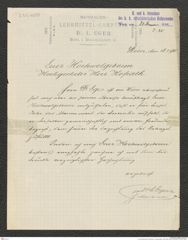 k.k. naturhistorisches Hofmuseum, Intendanzakten 1885-1896 (Hauer), Aktenzahl Z.35/1890, Seite 1